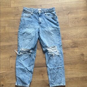 High Rise Distressed Blue Jeans